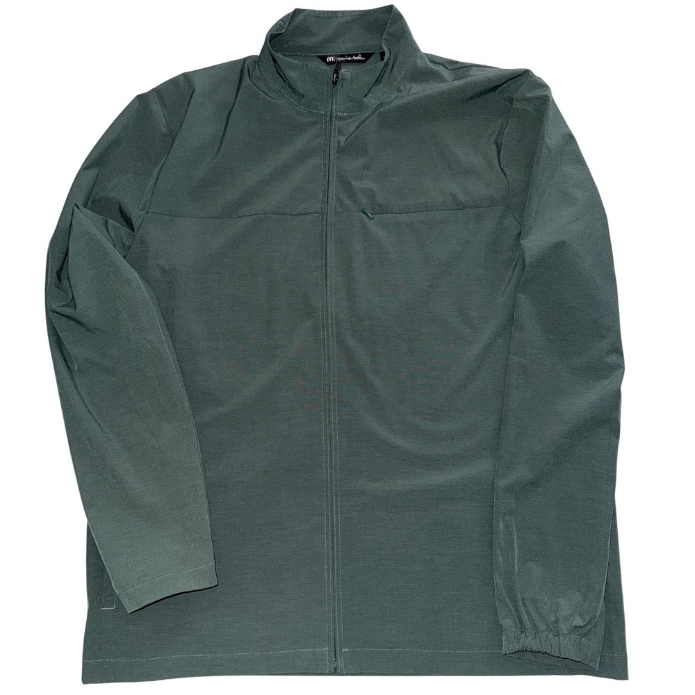 Travis Mathew Mens XL Full Zip Performance Golf Jacket Green Mock Neck seafoam